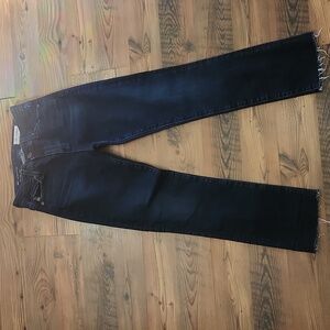 AG Jeans Anthropologie Mari‎ Mid Rise Cigarette Stretch Straight Raw Hem Size 24